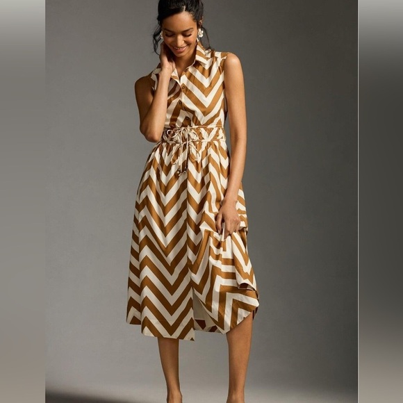 Maeve Sleeveless Shirt Dress by Anthropologie Cedar Size XSP EUC - Picture 5 of 9